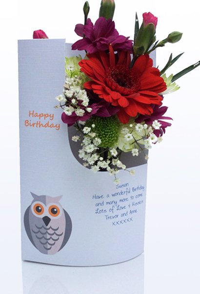 Birthday Owl - Floral Card